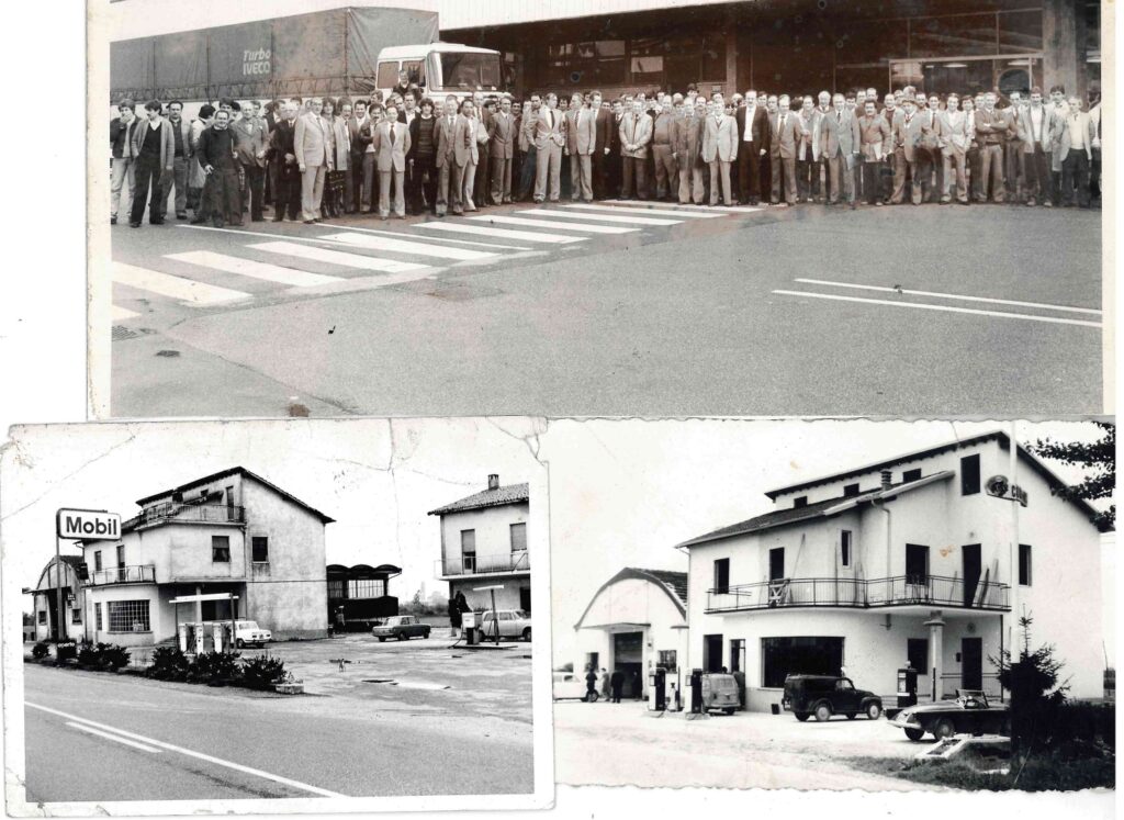 Collage di foto storiche ritraenti persone ed edifici